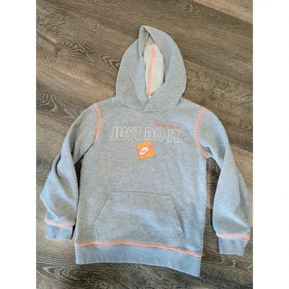 Nike Boys Gray Hoodie‎ Pullover Warm size 7 #2 - Picture 1 of 4